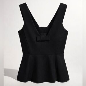 Kate Spade NWT structured peplum top, bow, black, sz6